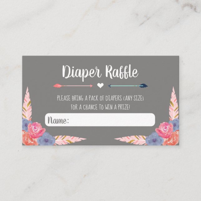 Bows or Arrows Diaper Raffle Insert Gender Reveal (Front)