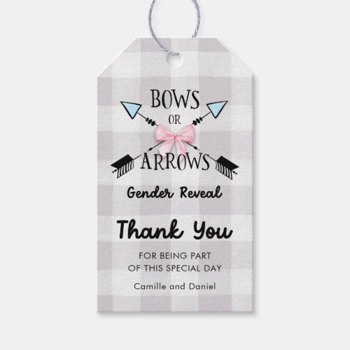 Bows or Arrows Gender Reveal Baby Shower Thank you Gift Tags