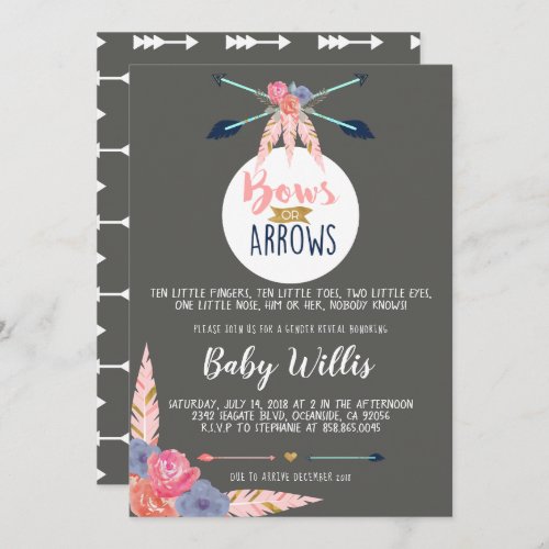 Bows or Arrows Invitation _ Gender Reveal Party