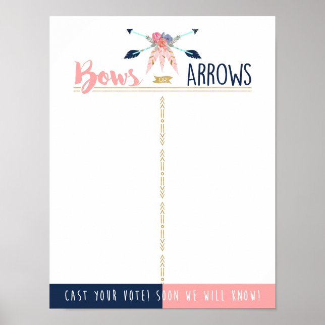 Bows or Arrows Vote the Gender Reveal Party - Boho Poster (Front)
