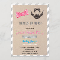 Bows or beards gender reveal invitation