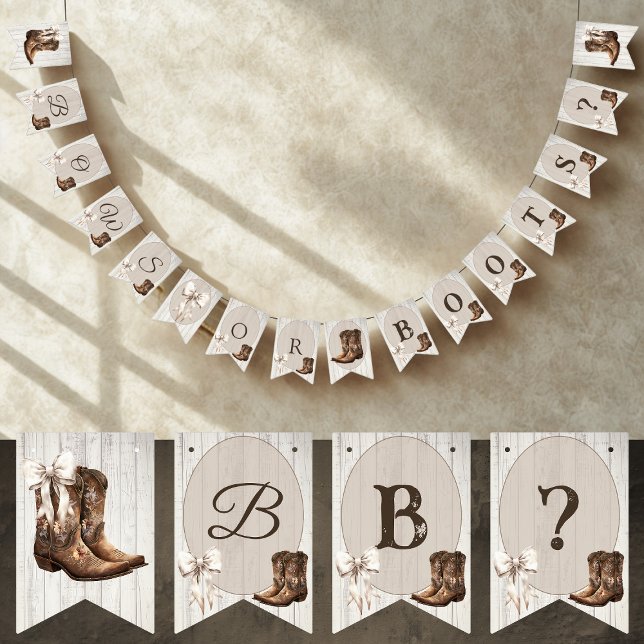 Bows or Boots Rustic Boho Gender Reveal Party Bunting Flags (Creator Uploaded)