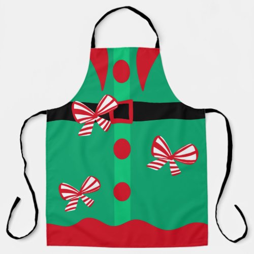 Bows red green winter Christmas Santa Elf suit Apron