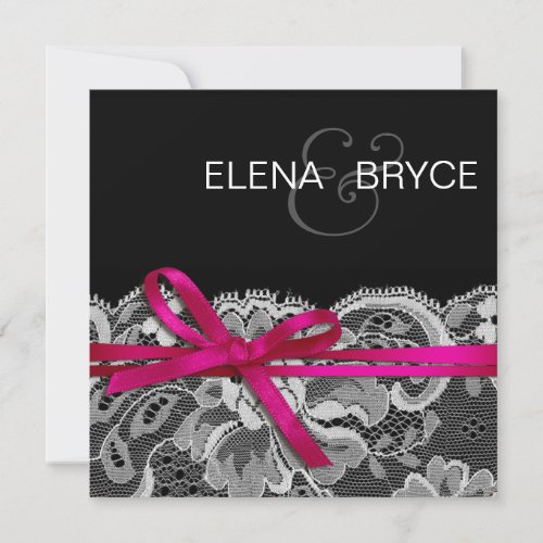 Bows Ribbon  Lace Save the Date black fuschia