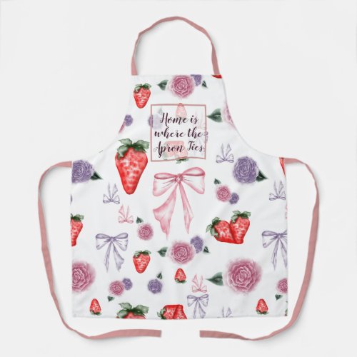 Bows Roses  Strawberries Coquette Large Pattern  Apron