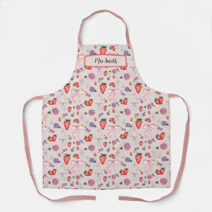 Bows, Roses & Strawberries Coquette Pattern Apron