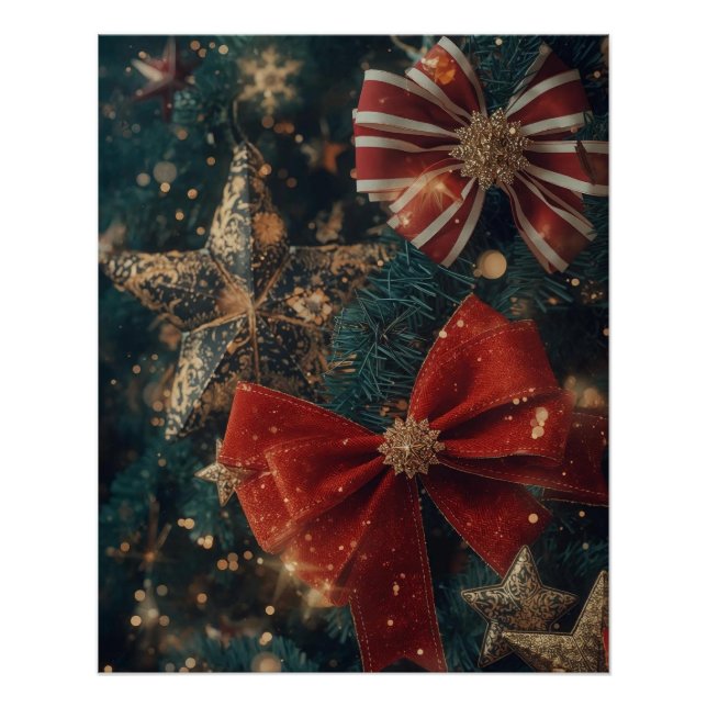 Bows & Stars Christmas Poster (Front)