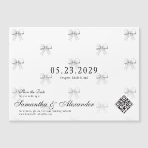 Bows & Wedding Vows Preppy Coquette Save The Date Magnetic Invitation