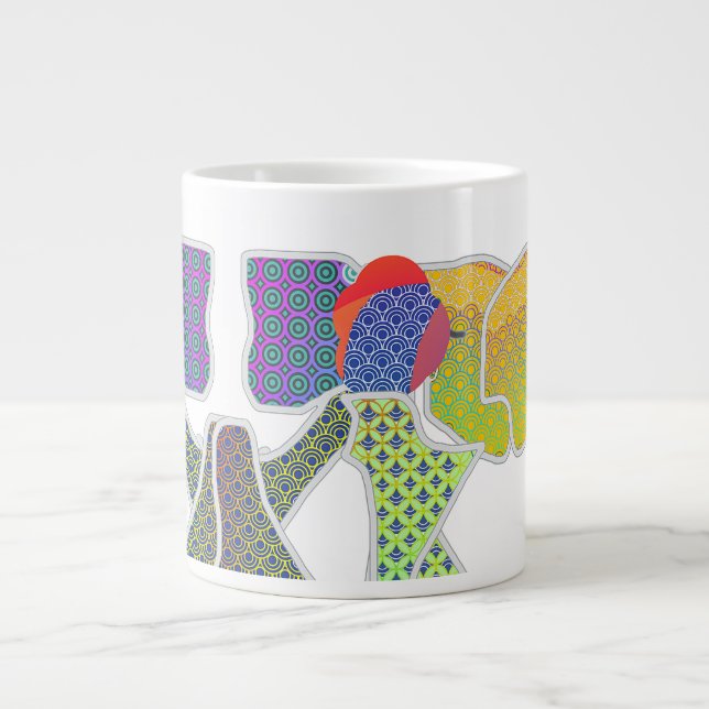 Bows With Patterns Giant Coffee Mug (Front)