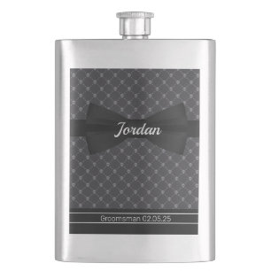 Bowtie and Skulls Monogrammed Flask