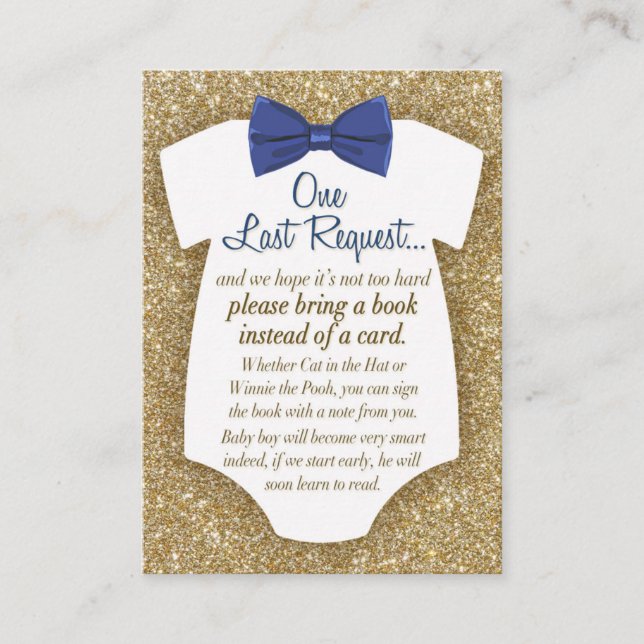 Bowtie Baby Shower Book Request Card Insert (Front)