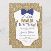 Bowtie Baby Shower Invitation Gold Glitter (Front/Back)