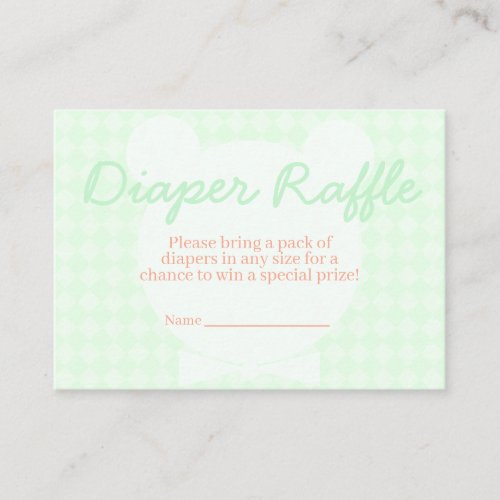 Bowtie Bear Diaper Raffle Ticket Baby Shower Enclosure Card