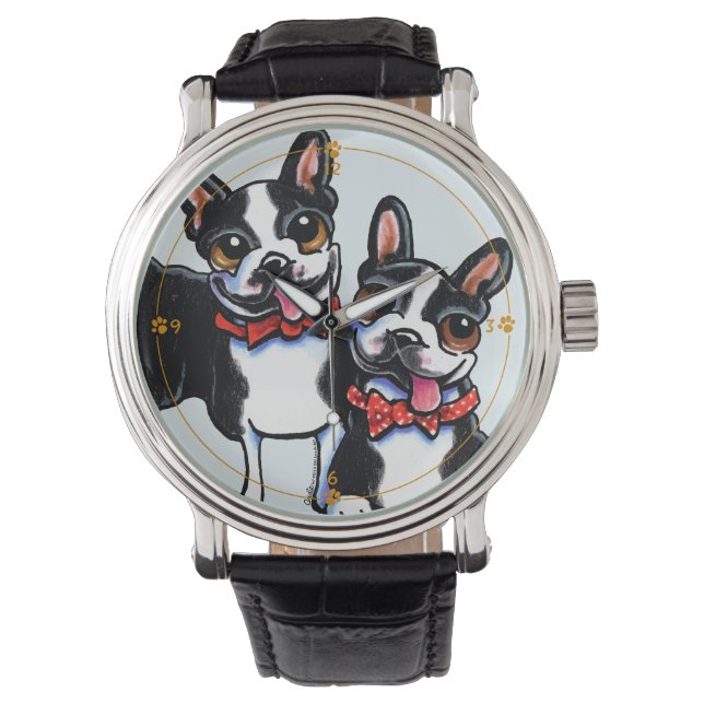 Bowtie Boston Terriers Custom Watch (Front)