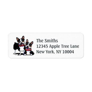 Bowtie Boston Terriers Off-Leash Art™ Label