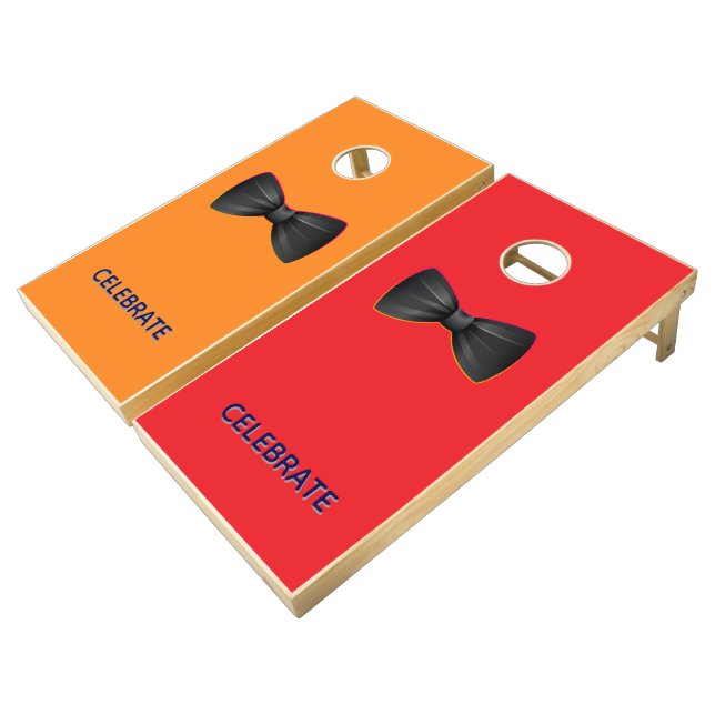 Bowtie Celebrate  Cornhole Set (Angled)