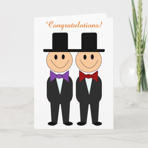 Bowtie Grooms Gay Wedding Card