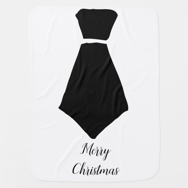 Bowtie Merry Christmas Black White Holiday Gift  Baby Blanket (Front)