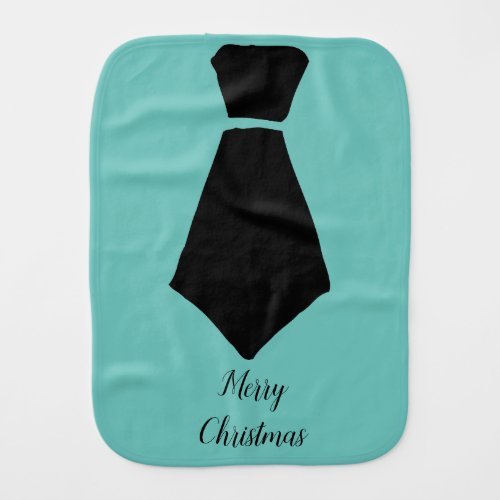 Bowtie Merry Christmas Teal Custom Holiday Gift  Baby Burp Cloth