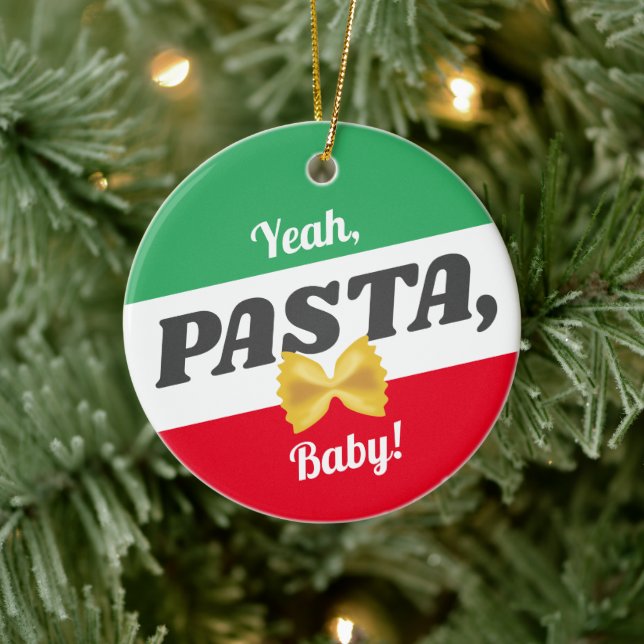 Bowtie pasta Italian food Christmas foodie Ceramic Ornament (Tree)
