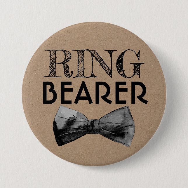 Bowtie Ring Bearer Ring Security Wedding Button (Front)