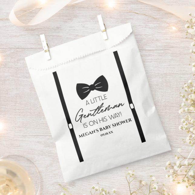 Bowtie Suspenders A Little Gentleman Baby Shower Favor Bag (Clipped)