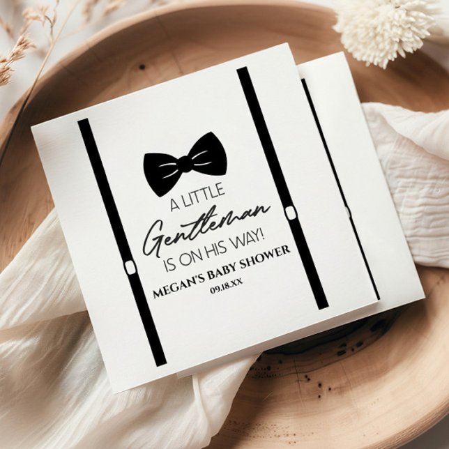 Bowtie Suspenders A Little Gentleman Baby Shower Napkins (Creator Uploaded)