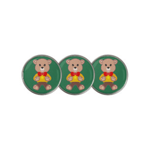 Bowtie Teddy bear on Green  Golf Ball Marker
