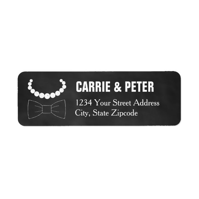 Bowties and Pearls Wedding Label (Front)