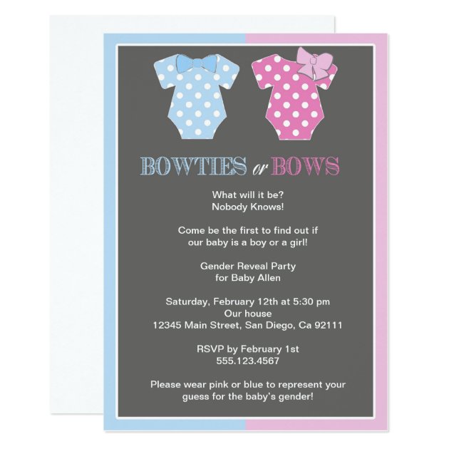 Bowties Or Bows Gender Reveal Invitaition Invitation