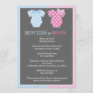 Bowties or Bows Gender Reveal Invitaition Invitation