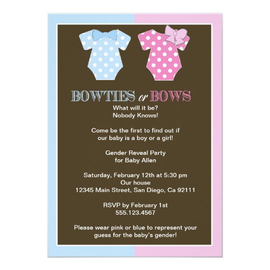Bowties or Bows Gender Reveal Invitaition Invitation
