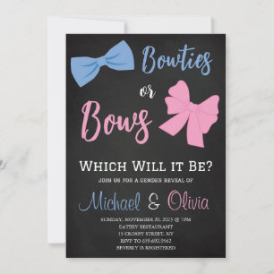 Bowties or Bows Gender Reveal Invitation