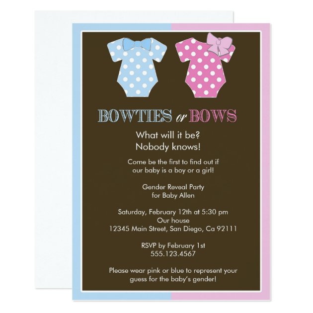 Bowties Or Bows? Gender Reveal Invitation