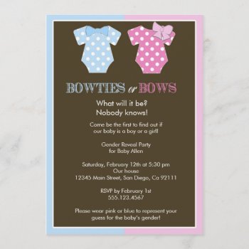 Bowties Or Bows? Gender Reveal Invitation by seasidepapercompany at Zazzle