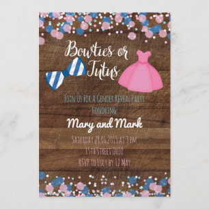 Bowties or Tutus Gender Reveal Invitation