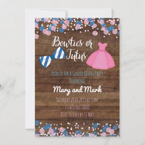 Bowties or Tutus Gender Reveal Invitation