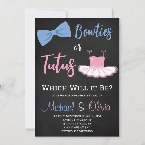 Bowties or Tutus Gender Reveal Invitation