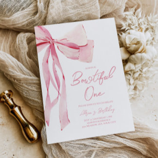 Bowtiful 1st Birthday Invitation