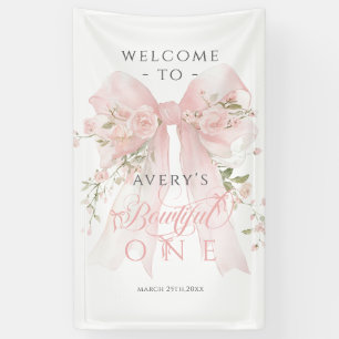 Bowtiiful One 1st Birthday Floral Bow Girls Banner