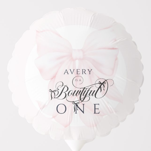 Bowtiiful One 1st Birthday Pink Bow Girls Balloon (Front)