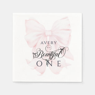 Bowtiiful One 1st Birthday Pink Bow Girls Napkins