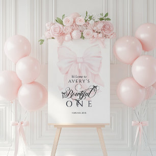 Bowtiiful One 1st Birthday Pink Bow Girls Photo Foam Board