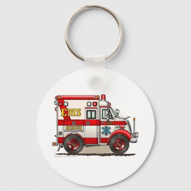 Box Ambulance EMS EMT Emergency Keychain (Front)