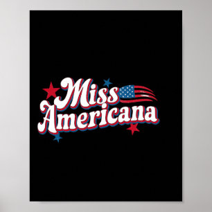 Box America 4th Of July Miss Americana Retro Poster
