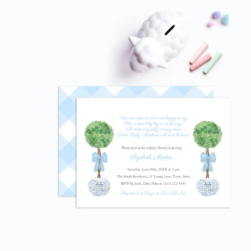 Box Ball Topiary Baby Boy Poem Shower Party Invitation