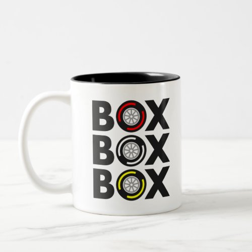 Box Box Box F1 Tyre Compound Design Two_Tone Coffee Mug