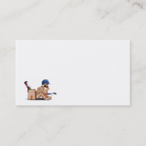 Box character handyman character sat thinking business card