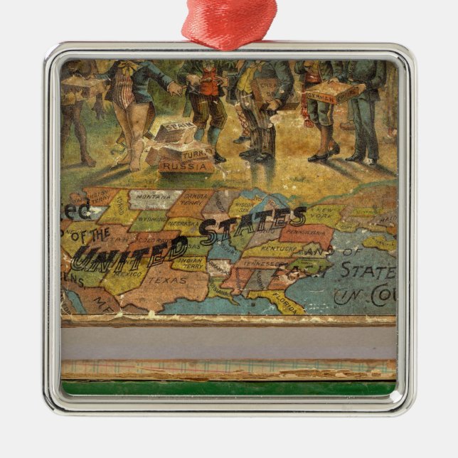 Box Dissected map, United States Metal Ornament (Front)