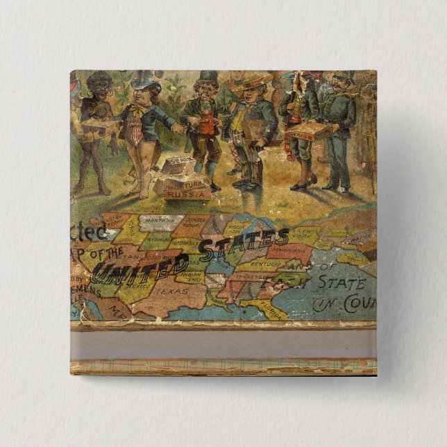 Box Dissected map, United States Pinback Button (Front)